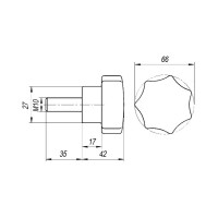 Звездообразная ручка EMES с наружной резьбой BKC701035