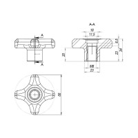 Крестообразная ручка со сквозной резьбой EMES PTB4D6008