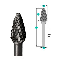 Бор-фреза твердосплавная по металлу сфероконическая, тип F 10x20x6 мм TORGWIN T349316