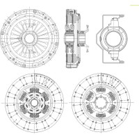 Комплект сцепления Volvo FH12 (93-)/ FM12 (98-)/ FH/FM (05-)/ FMX (10-) двухдисковый TRIALLI FR 825