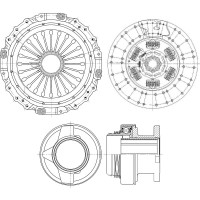 Комплект сцепления MAN TGA (03-)/TGX I (12-) ZF Ecosplit-3 c муфтой TRIALLI FR 824