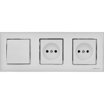 Vesta Electric Комплект-3 Vesta-Electric Exclusive White - Выключатель 1-клавишный + розетки без заземления FRM050305BEL