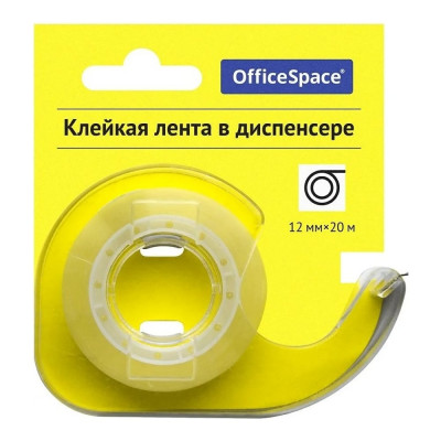 OfficeSpace Клейкая лента 12мм*20м, , прозрачная, в пластиковом диспенс, 288235