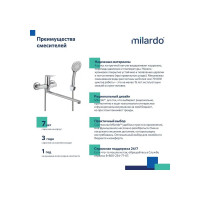 Milardo Смеситель для ванны с длинными изливом, глянцевый хром, Demi, , DEMSB00M10
