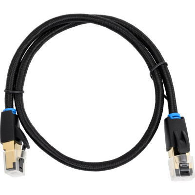 Прямой патч-корд VENTION SFTP cat.8 RJ45 - 0,5м. Черный Тканевая оплетка IKGBD