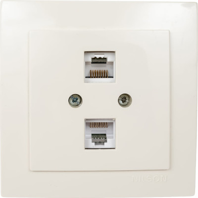 2-местная компьютерная розетка Nilson СУ RJ45 CAT6, TOURAN-ALEGRA-THOR, кремовый 24121046
