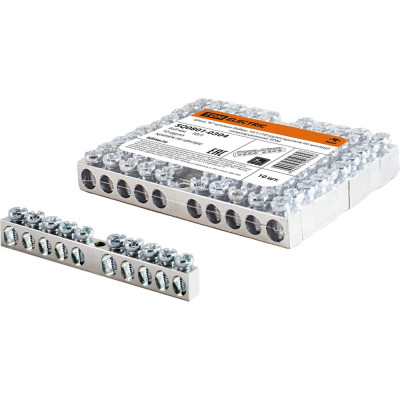 Нулевая шина "n" TDM ELECTRIC 6x9мм 10/1 (10 групп/крепеж по центру) никелированная SQ0801-0304