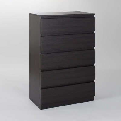 Комод Гуд ЛАКК МАЛЬТА 5 ящиков, 80x48x121 см, черный, дуб венге 2.05.02.090.5
