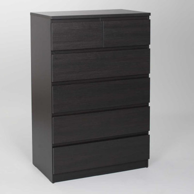 Комод Гуд ЛАКК МАЛЬТА 6 ящиков, 80x48x121 см, черный, дуб венге 2.05.02.100.5
