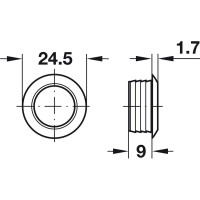 Розетка Hafele Push-Lock Mini, 16 мм, пластик, никелированная 229.09.600