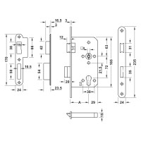 Дверной замок Hafele PC, нержавеющая сталь 55/R24 911.51.400