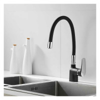 Смеситель для кухонной мойки SHEVANIK с гибким изливом , черный, хром S443-3