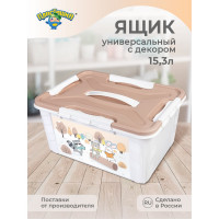 Универсальный ящик с декором Пластишка 390x290x180 мм, 15.3 л, белый 431325116