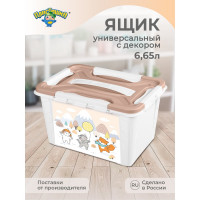 Универсальный ящик с декором Пластишка 290x190x180 мм, 6.65 л, белый 431325016