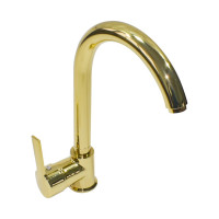 Смеситель кухонный однорычачный Guven с поворотным изливом, золотой 9603G