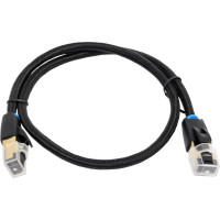 Прямой патч-корд VENTION SFTP cat.8 RJ45 - 0,5м. Черный Тканевая оплетка IKGBD