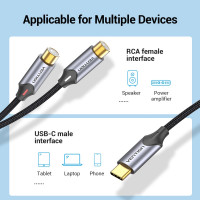 Гибкий переходник-разветвитель VENTION USB-C M/2RCA F - 1м BGVHF