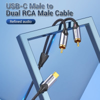 Гибкий переходник-разветвитель VENTION USB-C M/2RCA M - 1.5м BGUHG