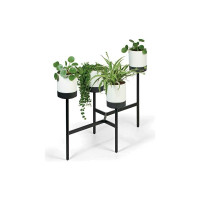 Металлическая подставка с 4-мя кашпо Prosperplast IKD4L422U BLOOMIE STAND высота 81.5 см, 125х55 см, 4 л, белая/черная 067765