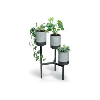 Металлическая подставка с 3-мя кашпо Prosperplast BLOOMIESTAND высота 80 см, 54х49 см, 4 л, бетон/черная 067762