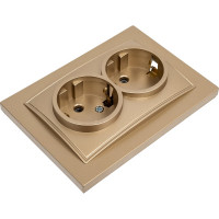 2-местная розетка Nilson СУ с заземляющим контактом, ALEGRA-THOR, metallic, золото 27151025