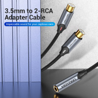 Переходник-разветвитель VENTION гибкий Jack 3.5 mm F / 2RCA F - 0.3м BCOHY