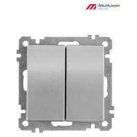 Выключатель двухклавишный, цвет серебро (Elitra Plus) 2270 402 0292 Mutlusan Electric