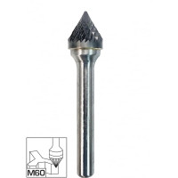 Бор-фреза твердосплавная №635 форма J, 60 град., двойная заточка, 12х10х57 мм, хв-к 6 мм, пластиковый бокс Профоснастка 861261210570