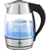Чайник Centek стекло 1.7 л, 2200 Вт, двойные стенки, LED, защита от перегрева, фильтр от накипи CT-0012