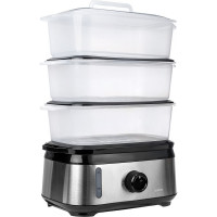 Пароварка Centek 9 л 1050 Вт, стальной корпус, таймер 60 мин, 3 контейнера, чаша для риса CT-1458