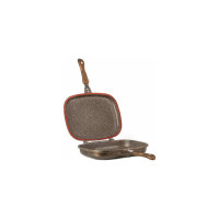 Сковорода-гриль Lara Rio CHOCO 30 см, двойная, мрамор, капсулированное индукционное дно LR02-221 CHOCO