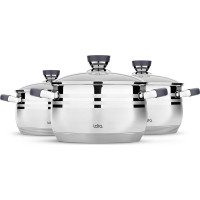 Набор посуды Lara MERCURY 16/20/24 см, 2.1 л, 3.9 л, 6.5 л капсулированное индукционное дно, полировка LR02-120