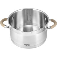 Набор посуды Lara БЕРЛИН 6 предметов 1.7 л, 3.1 л, 5.5 л капсулированное индукционное дно, крышка дуршлаг LR02-119