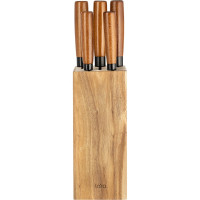 Набор ножей Lara 6 предметов, подставка/ножи универсальный/сантоку/для овощей/для хлеба/топорик 3CR14 LR05-13