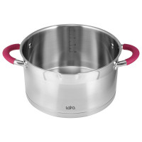 Кастрюля Lara VIVA нержавеющая сталь 26x14 см 7.2 л, носик, индукционное дно, крышка с бортом LR02-315