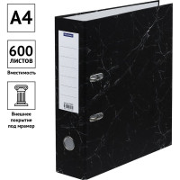Папка-регистратор OfficeSpace 80 мм, мрамор, черная 340062