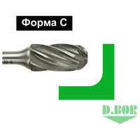 Бор-фреза форма С цилиндр со сферическим концом, ALU, 10х20х65 мм, хв-к 6 мм D.BOR D-RB-AC-C-10-065-6