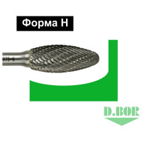 Бор-фреза форма Н язык пламени, DC, 12х30х75 мм, хв-к 6 мм D.BOR D-RB-DC-H-12-075-6