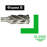 Бор-фреза форма В цилиндр с торцовыми зубьями, ALU, 10х20х65 мм, хв-к 6 мм D.BOR D-RB-AC-B-10-065-6