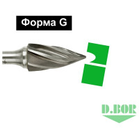 Бор-фреза форма G парабола с заостренной головой, ALU, 10х20х65 мм, хв-к 6 мм D.BOR D-RB-AC-G-10-065-6