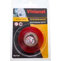 Монтажная двусторонняя клейкая лента VINTANET 135, прозрачная, 12 мм х 1,5 м VN1351215