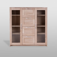 Тумба/комод Гуд ЛАКК СИРИУС 2 двери со стеклом и 4 ящика, 117x41x123 см, бежевая, дуб сонома 2.02.03.400.3