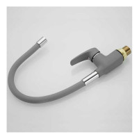 Смеситель для кухонной мойки SHEVANIK с гибким изливом, серый, хром S443-9