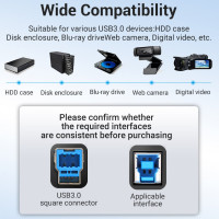 Кабель VENTION USB 3.0 AM/BM - 3м COOBI