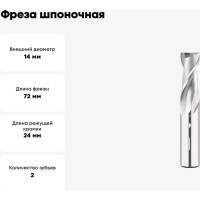 Фреза шпоночная 14 мм, Р6М5, ц/х, ГОСТ 9140-78 SOVIS 18093