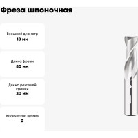 Фреза шпоночная 18 мм, Р6М5, ц/х, ГОСТ 9140-78 SOVIS 19043