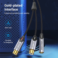 Переходник-разветвитель VENTION гибкий Jack 3.5 mm F / 2RCA F - 0.3м BCOHY