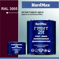 Грунт-эмаль полиуретановая HardMax двухкомпонентная ГРАНТ 2К/GRANT 2 K RAL 3005 Темно вишневый (комплект 2,19 кг) 4690417100439