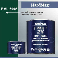 Грунт-эмаль полиуретановая HardMax двухкомпонентная ГРАНТ 2К/GRANT 2 K RAL 6005 Зеленый мох (комплект 2,19 кг) 4690417100507