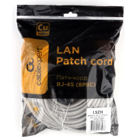 Патч-корд Cablexpert LSZH медный UTP кат.5e, 15м, литой, многожильный (серый), PP30-15M